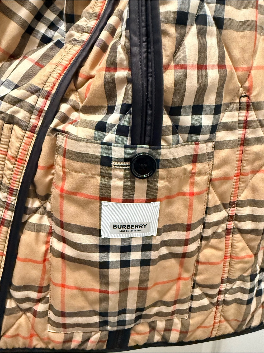 Burberry Black Diamond Quilted Check Lined Jacket Women’s Large - Picture 5 of 12
